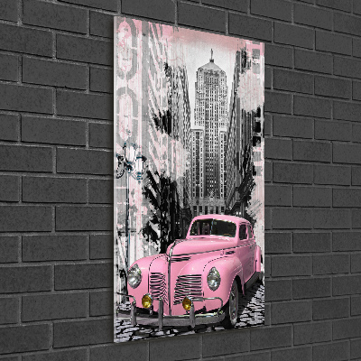 Cuadro de metacrilato vertical Coche rosa