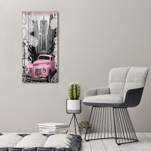 Cuadro de metacrilato vertical Coche rosa