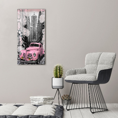 Cuadro de metacrilato vertical Coche rosa