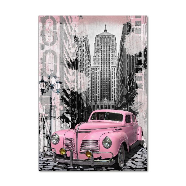 Cuadro de metacrilato vertical Coche rosa