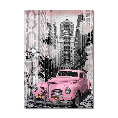 Cuadro de metacrilato vertical Coche rosa