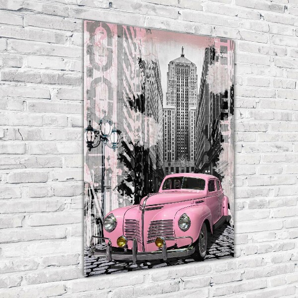 Cuadro de metacrilato vertical Coche rosa