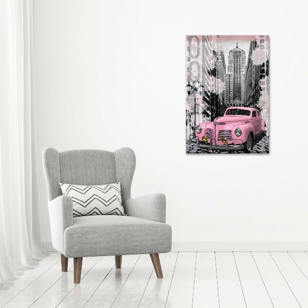 Cuadro de metacrilato vertical Coche rosa