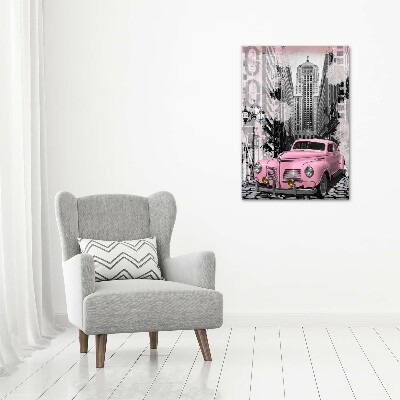 Cuadro de metacrilato vertical Coche rosa