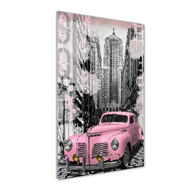 Cuadro de metacrilato vertical Coche rosa