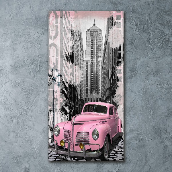 Cuadro de metacrilato vertical Coche rosa