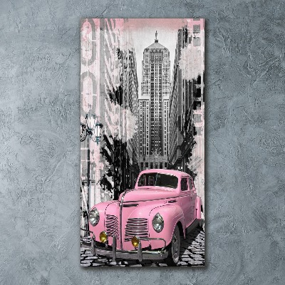 Cuadro de metacrilato vertical Coche rosa