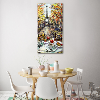 Cuadro decorativo en acrílico brillante vertical Desayuno en París