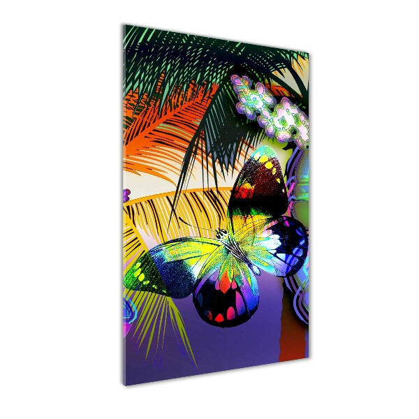 Cuadro de metacrilato moderno efecto cristal vertical flores de colores