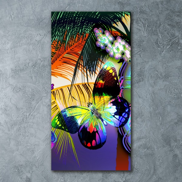 Cuadro de metacrilato moderno efecto cristal vertical flores de colores