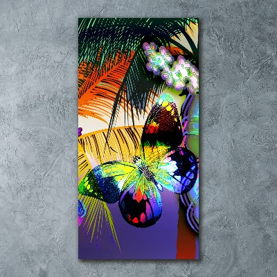 Cuadro de metacrilato moderno efecto cristal vertical flores de colores