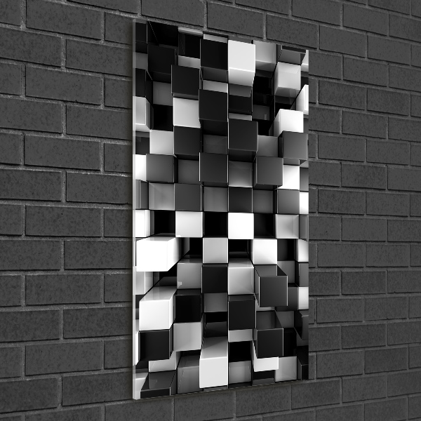 Cuadro decorativo en acrílico brillante vertical Abstracción cúbica