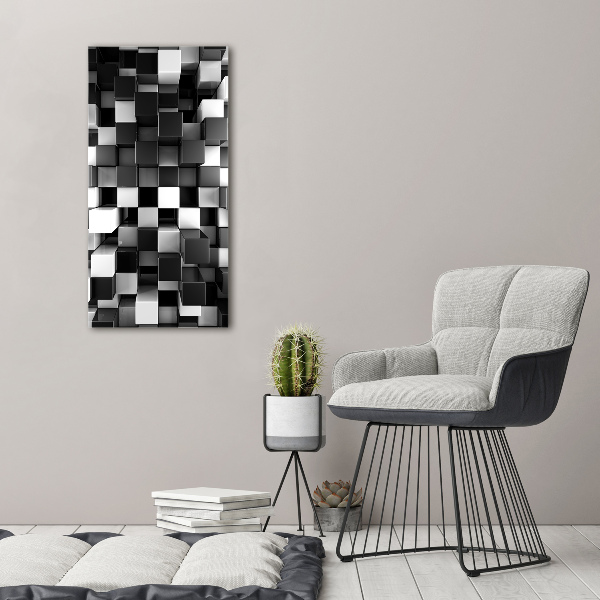 Cuadro decorativo en acrílico brillante vertical Abstracción cúbica