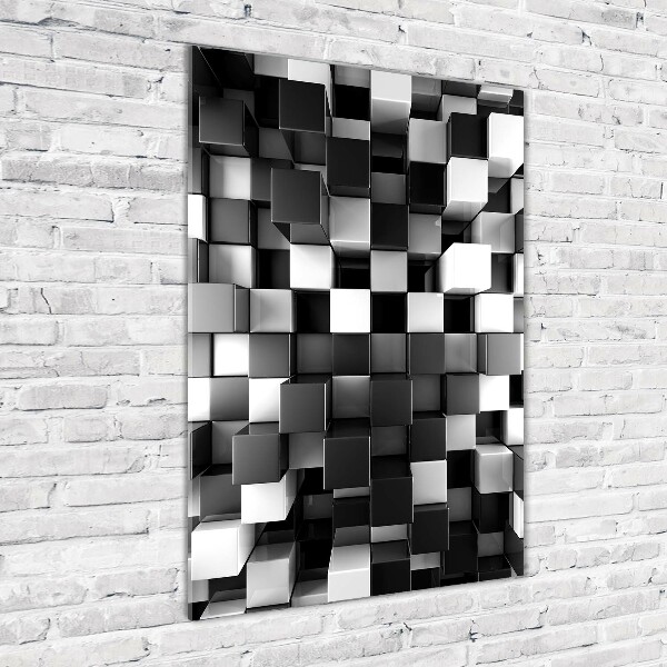 Cuadro decorativo en acrílico brillante vertical Abstracción cúbica