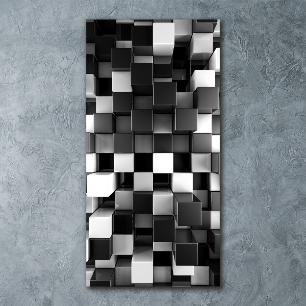 Cuadro decorativo en acrílico brillante vertical Abstracción cúbica