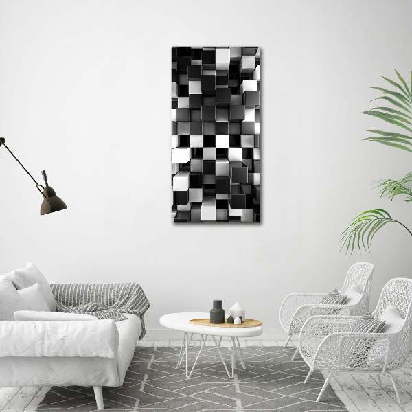 Cuadro decorativo en acrílico brillante vertical Abstracción cúbica