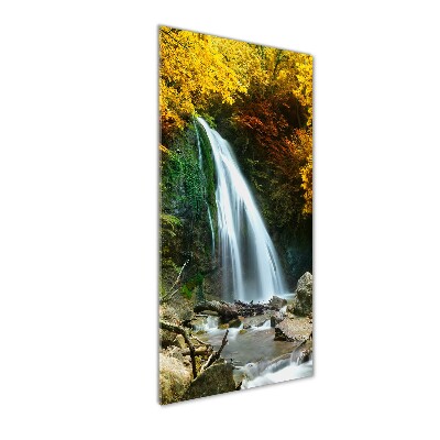 Cuadro de metacrilato moderno efecto cristal vertical Cascada en el bosque