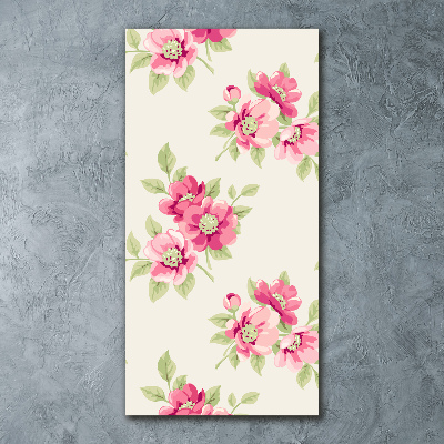 Cuadro decorativo en acrílico brillante vertical flores rosas