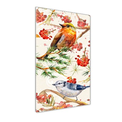 Cuadro de metacrilato vertical Pájaros y flores