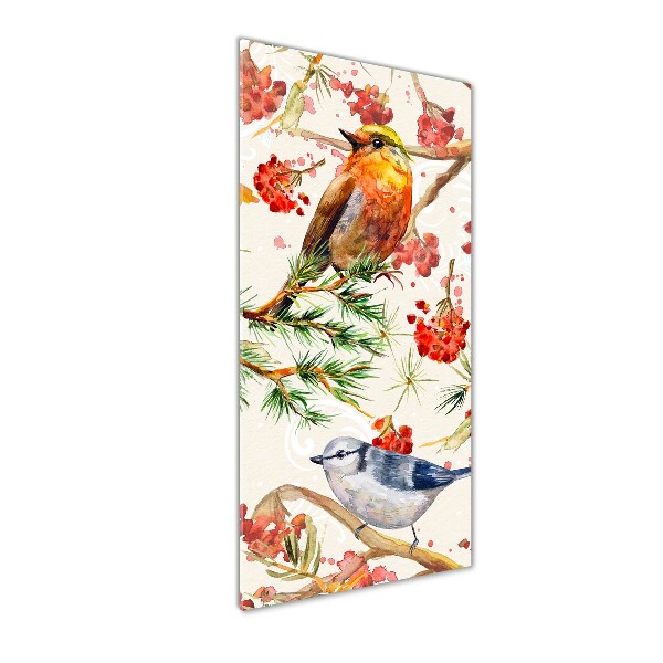 Cuadro de metacrilato vertical Pájaros y flores