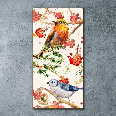 Cuadro de metacrilato vertical Pájaros y flores