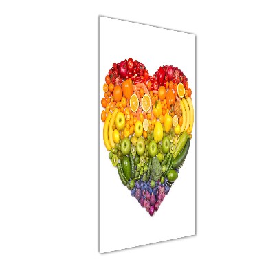 Cuadro decorativo en acrílico brillante vertical Corazón de fruta