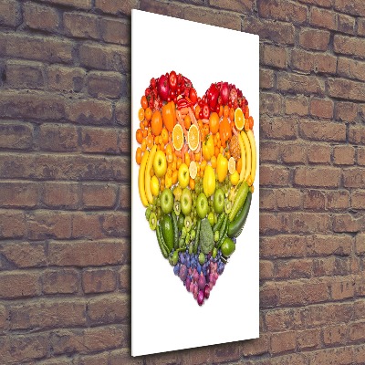 Cuadro decorativo en acrílico brillante vertical Corazón de fruta