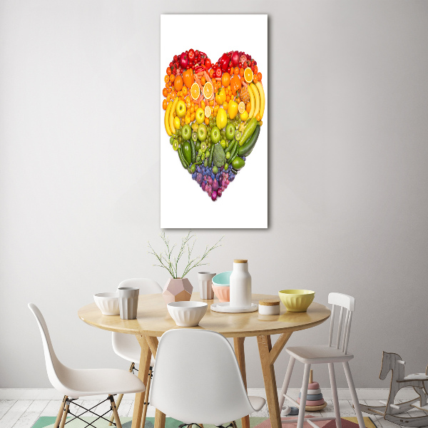 Cuadro decorativo en acrílico brillante vertical Corazón de fruta
