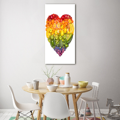 Cuadro decorativo en acrílico brillante vertical Corazón de fruta