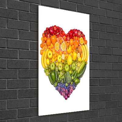 Cuadro decorativo en acrílico brillante vertical Corazón de fruta