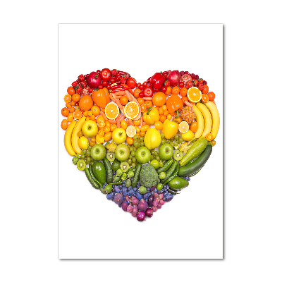 Cuadro decorativo en acrílico brillante vertical Corazón de fruta
