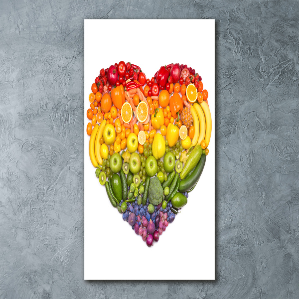 Cuadro decorativo en acrílico brillante vertical Corazón de fruta