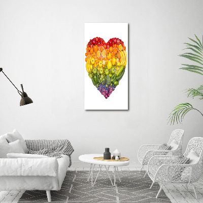 Cuadro decorativo en acrílico brillante vertical Corazón de fruta