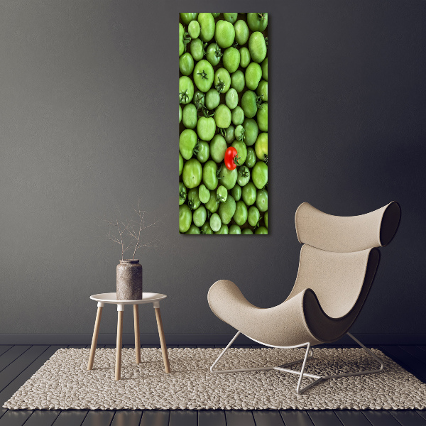 Cuadro de metacrilato moderno efecto cristal vertical tomate rojo