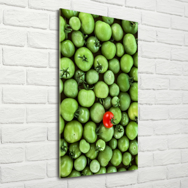 Cuadro de metacrilato moderno efecto cristal vertical tomate rojo
