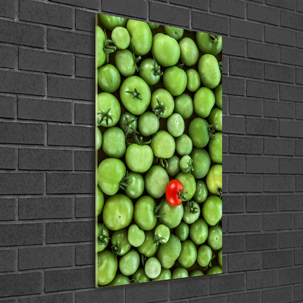 Cuadro de metacrilato moderno efecto cristal vertical tomate rojo