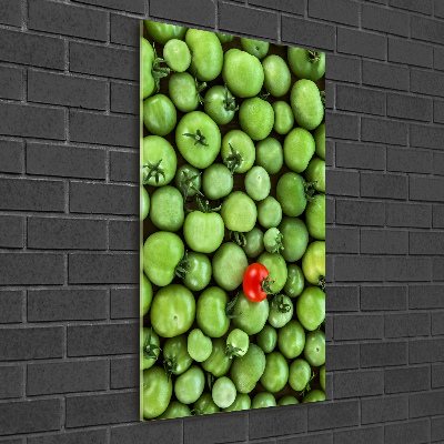 Cuadro de metacrilato moderno efecto cristal vertical tomate rojo