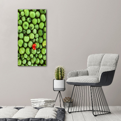Cuadro de metacrilato moderno efecto cristal vertical tomate rojo