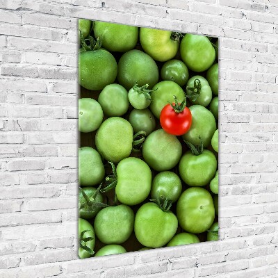 Cuadro de metacrilato moderno efecto cristal vertical tomate rojo