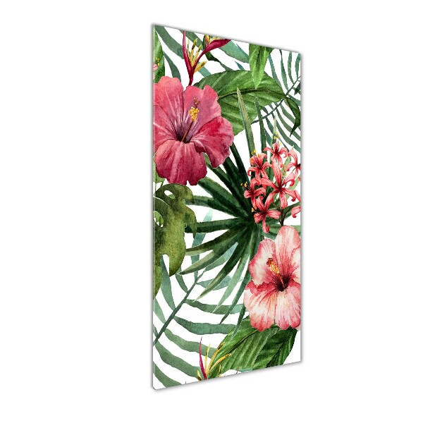 Cuadro decorativo en acrílico brillante vertical Patrón hawaiano