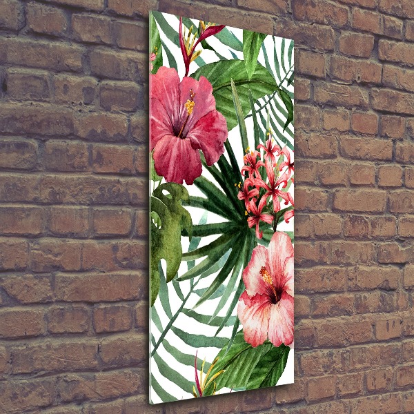 Cuadro decorativo en acrílico brillante vertical Patrón hawaiano
