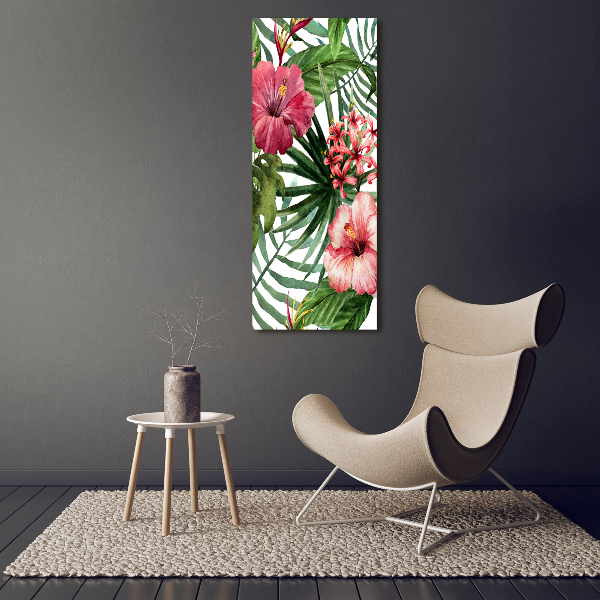 Cuadro decorativo en acrílico brillante vertical Patrón hawaiano