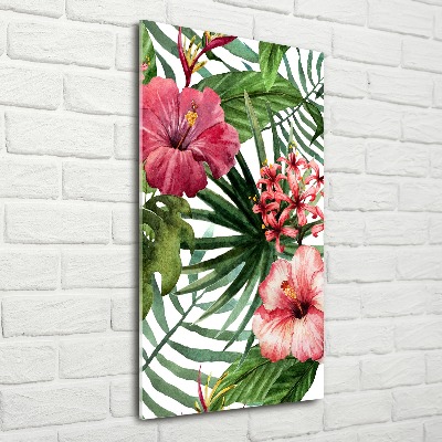 Cuadro decorativo en acrílico brillante vertical Patrón hawaiano