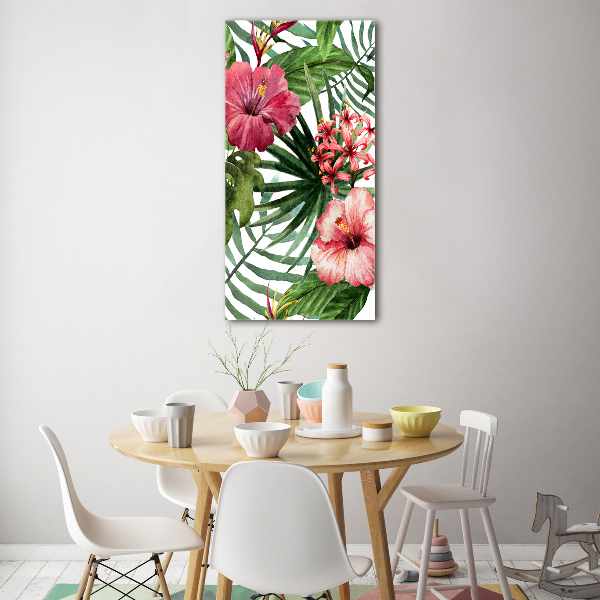 Cuadro decorativo en acrílico brillante vertical Patrón hawaiano