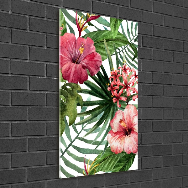 Cuadro decorativo en acrílico brillante vertical Patrón hawaiano