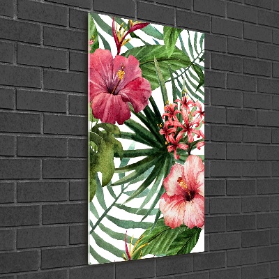 Cuadro decorativo en acrílico brillante vertical Patrón hawaiano