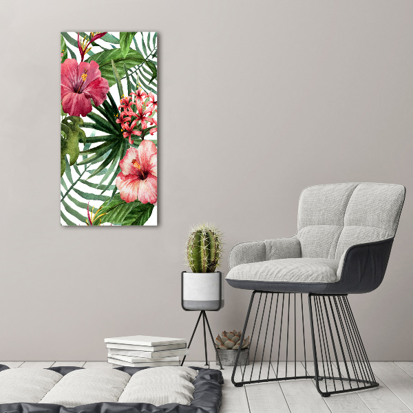 Cuadro decorativo en acrílico brillante vertical Patrón hawaiano
