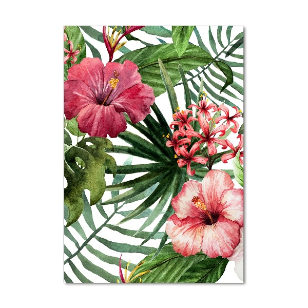 Cuadro decorativo en acrílico brillante vertical Patrón hawaiano