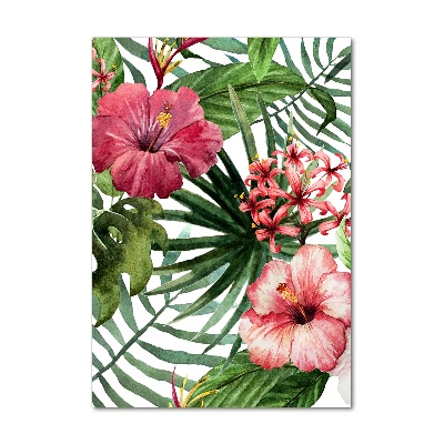 Cuadro decorativo en acrílico brillante vertical Patrón hawaiano