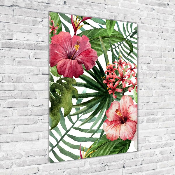 Cuadro decorativo en acrílico brillante vertical Patrón hawaiano